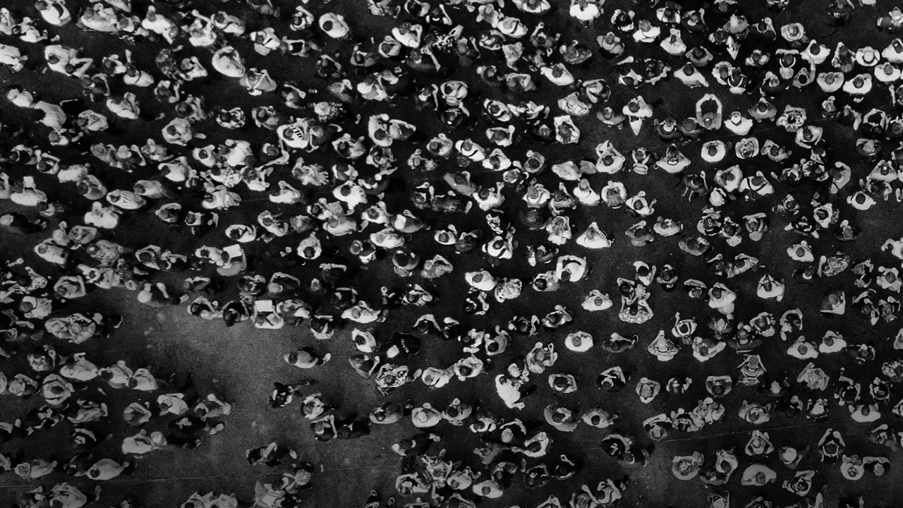 Aerial view of people on road; image used for HSBC join the bigger picture.
