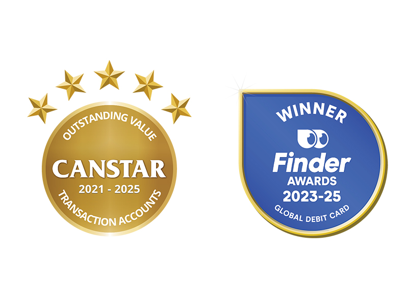 WeMoney’s Travel Money Card of the Year, Travel Debit Card of the Year, Best for Quality Travel Money & Travel Debit Card and Best for Value Travel Money & Travel Debit Card. Canstar’s Award for Outstanding Value – Travel Debit Card 2018 - 2023 and Finder’s Travel Debit Card Award 2023 - 2024.