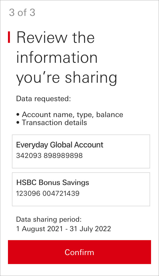 Review and confirm the information you’re asking us to share