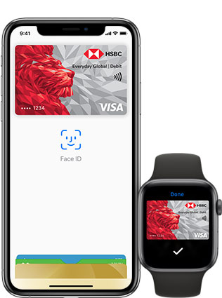 Apple pay with HSBC card on iPhone and Apple Watch.