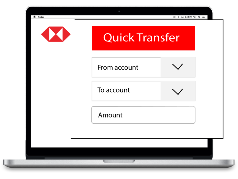 desktop view of the HSBC Australia online banking Quick Transfer
